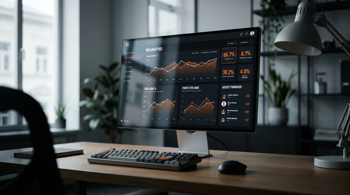 Basketball analytics screen showing offensive and defensive rating metrics